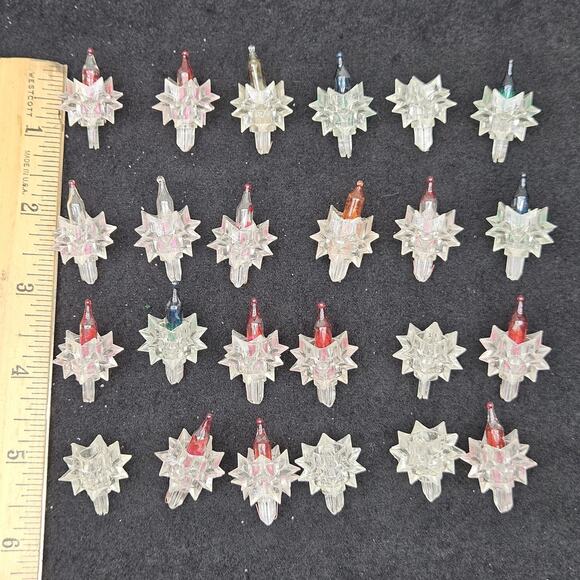 Vintage Mini Christmas Light Covers Lot 24 Atomic Starburst Replacement Parts - Picture 4 of 4